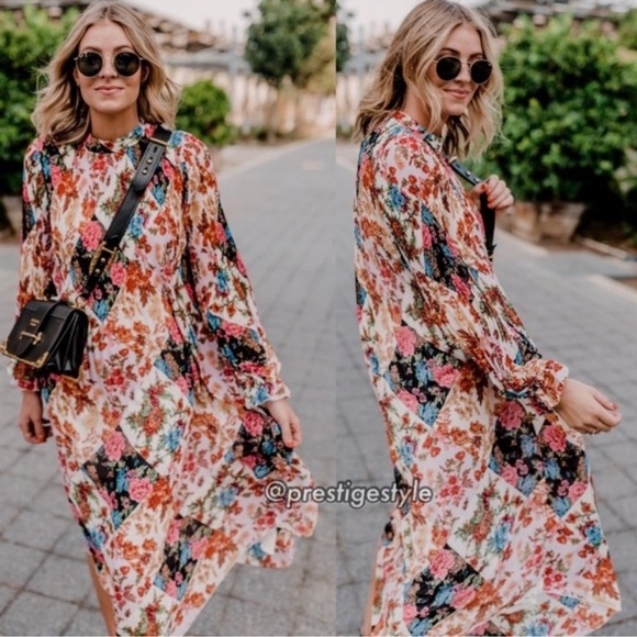 Anthropologie Shara Floral Pleated Midi Dress Size XS - Picture 6 of 15